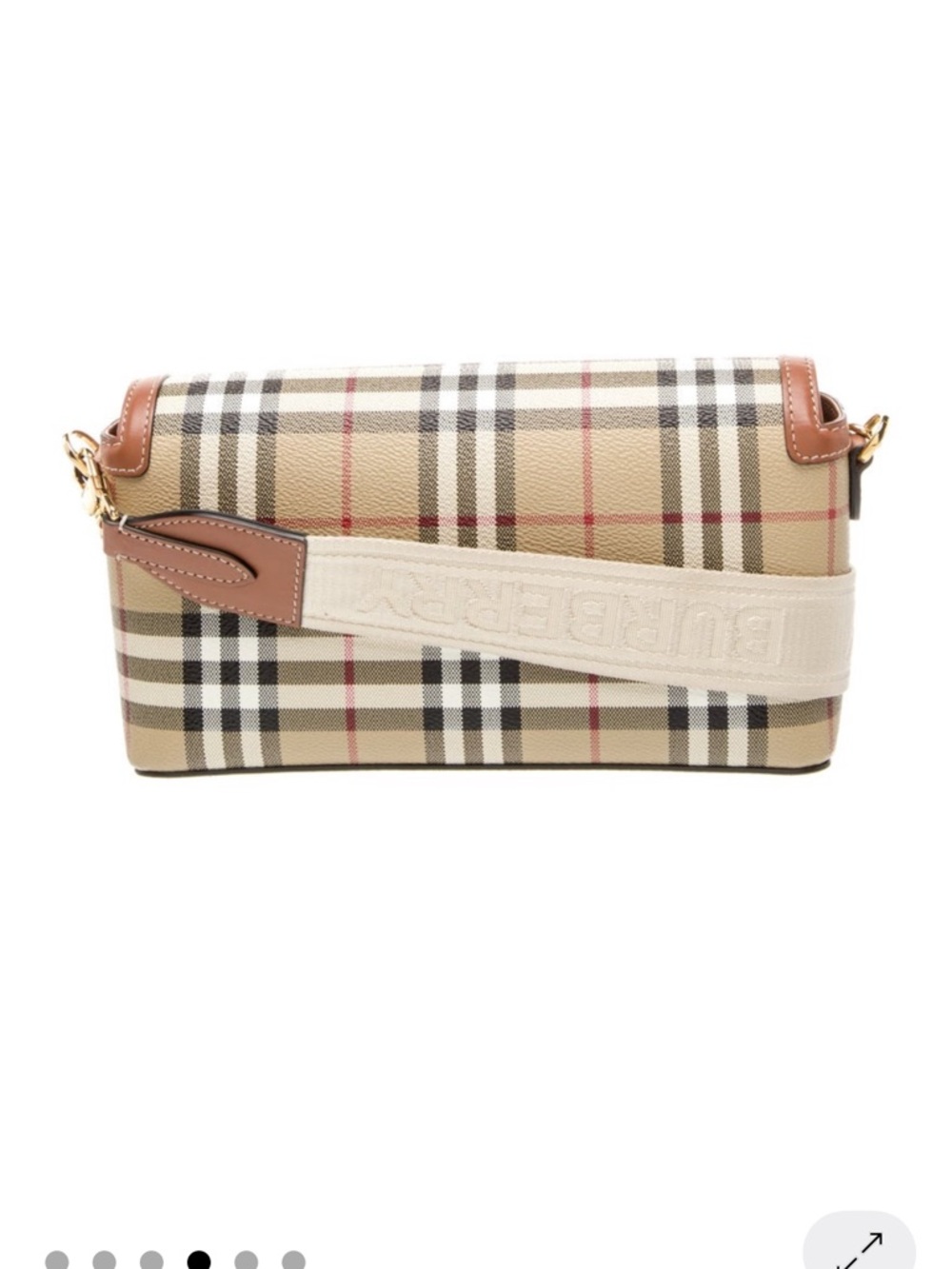 Burberry Beige Plaid Crossbody with Brown Leather Trim - Picture 3 of 5